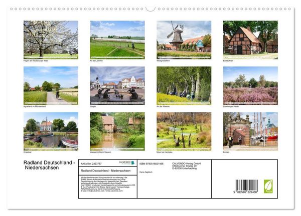 Produktbild: Radland Deutschland - Niedersachsen (hochwertiger Premium Wandkalender 2027 DIN A2 quer), Kunstdruck in Hochglanz