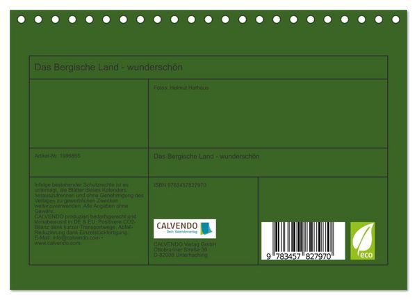 Produktbild: Das Bergische Land - wundersch&ouml;n (Tischkalender 2026 DIN A5 quer), CALVENDO Monatskalender