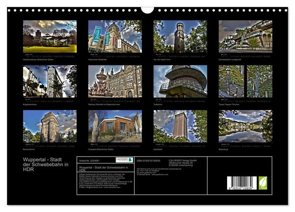 Produktbild: Wuppertal - Stadt der Schwebebahn in HDR (Wandkalender 2026 DIN A3 quer), CALVENDO Monatskalender