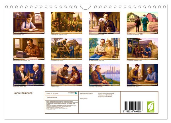 Produktbild: John Steinbeck (Wandkalender 2026 DIN A4 quer), CALVENDO Monatskalender