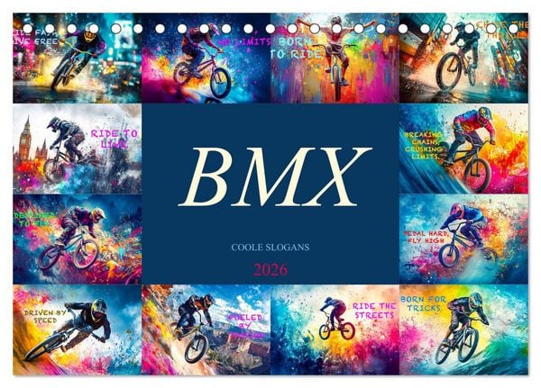 Produktbild: BMX - Coole Slogans (Tischkalender 2026 DIN A5 quer), CALVENDO Monatskalender