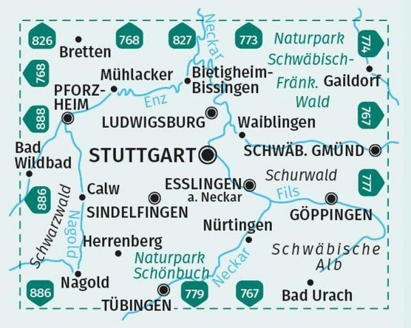 Produktbild: KOMPASS Wanderkarten-Set 780 Stuttgart und Umgebung (2 Karten) 1:50.000