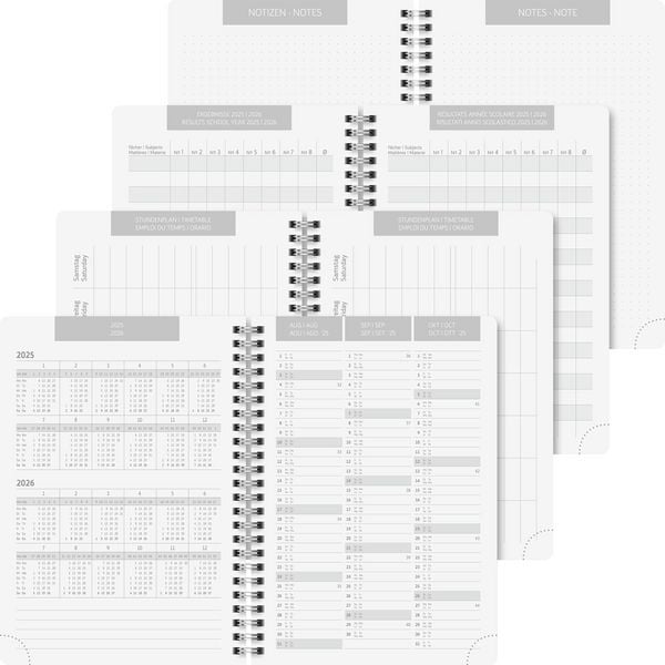 Produktbild: BRUNNEN Schülerkalender (2025/2026) "Grey Marble", 2 Seiten = 1 Woche, A5, 208 Seiten, PP-Umschlag, grau
