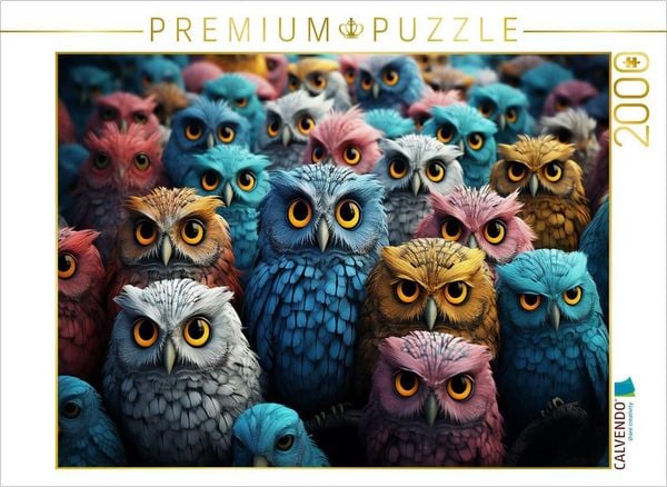 Produktbild: CALVENDO Puzzle Eulen - viele K&ouml;pfe auf einem Bild | 2000 Teile Lege-Gr&ouml;&szlig;e 90x67cm Foto-Puzzle f&uuml;r gl&uuml;ckliche Stunden