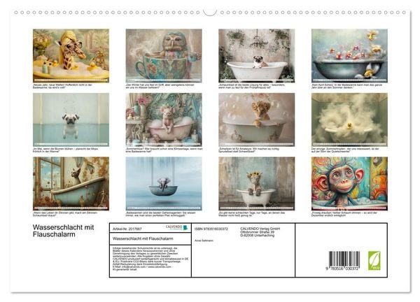 Produktbild: Wasserschlacht mit Flauschalarm (hochwertiger Premium Wandkalender 2026 DIN A2 quer), Kunstdruck in Hochglanz