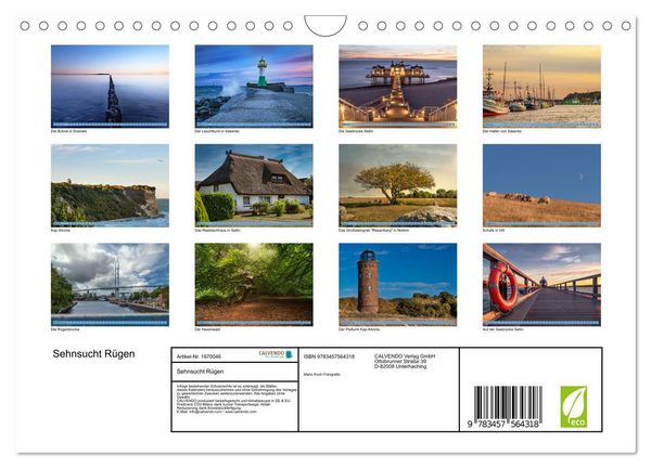 Produktbild: Sehnsucht R&uuml;gen (Wandkalender 2026 DIN A4 quer), CALVENDO Monatskalender