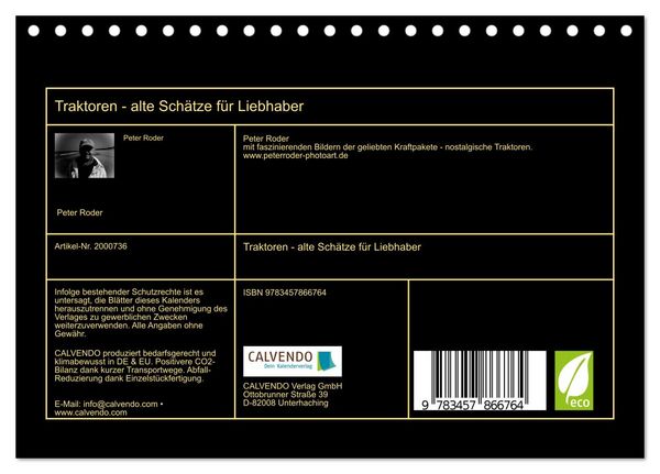 Produktbild: Traktoren - alte Sch&auml;tze f&uuml;r Liebhaber (Tischkalender 2026 DIN A5 quer), CALVENDO Monatskalender