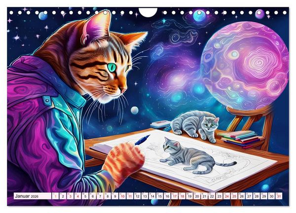 Produktbild: Katzen Schnurrige K&uuml;nstler (Wandkalender 2026 DIN A4 quer), CALVENDO Monatskalender