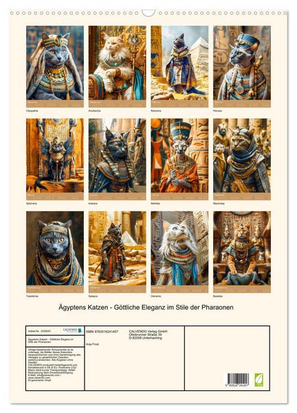 Produktbild: &Auml;gyptens Katzen - G&ouml;ttliche Eleganz im Stile der Pharaonen (Wandkalender 2026 DIN A2 hoch), CALVENDO Monatskalender