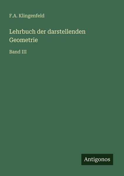 Produktbild: Lehrbuch der darstellenden Geometrie