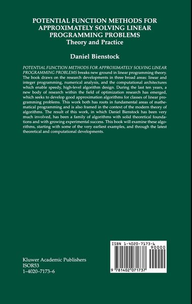 Produktbild: Potential Function Methods for Approximately Solving Linear Programming Problems: Theory and Practice