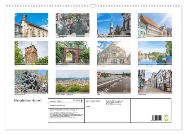 Produktbild: Historisches Hameln (Wandkalender 2026 DIN A2 quer), CALVENDO Monatskalender