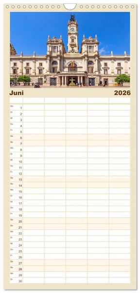 Produktbild: Familienplaner 2026 - Zauberhaftes Valencia mit 5 Spalten (Wandkalender, 21 x 45 cm) CALVENDO