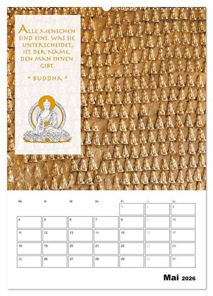 Produktbild: BUDDHAS ZITATE Buddhistische Weisheiten (Wandkalender 2026 DIN A2 hoch), CALVENDO Monatskalender
