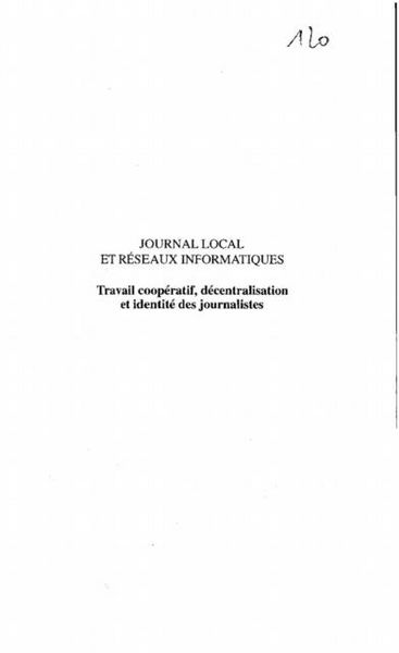 Produktbild: Journal Local et Reseaux Informatiques