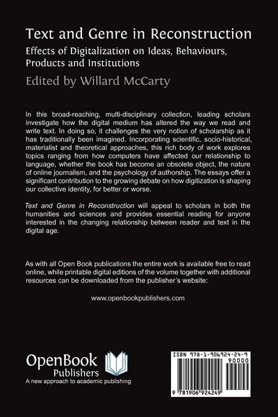 Produktbild: Text and Genre in Reconstruction