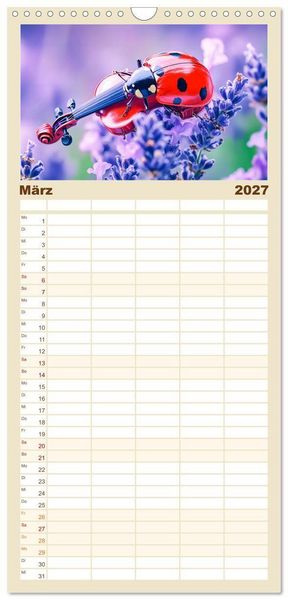 Produktbild: Familienplaner 2027 - Konzert der Natur - Insekten spielen Musikinstrumente mit 5 Spalten (Wandkalender, 21 x 45 cm) CALVENDO