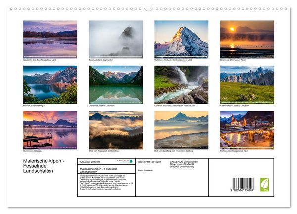 Produktbild: Malerische Alpen - Fesselnde Landschaften (hochwertiger Premium Wandkalender 2026 DIN A2 quer), Kunstdruck in Hochglanz
