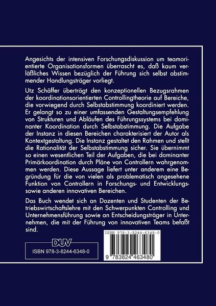 Produktbild: Controlling f&uuml;r selbstabstimmende Gruppen?