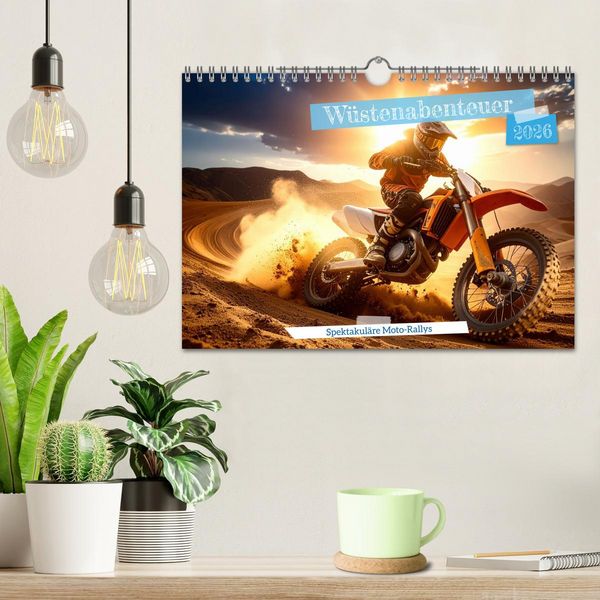 Produktbild: W&uuml;stenabenteuer - Spektakul&auml;re Moto-Rallys (Wandkalender 2026 DIN A4 quer), CALVENDO Monatskalender