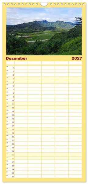 Produktbild: Familienplaner 2027 - Hawaii - Eindr&uuml;cke von Big Island, Kauai & Oahu mit 5 Spalten (Wandkalender, 21 x 45 cm) CALVENDO