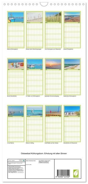 Produktbild: Familienplaner 2027 - Ostseebad K&uuml;hlungsborn. Erholung mit allen Sinnen mit 5 Spalten (Wandkalender, 21 x 45 cm) CALVENDO