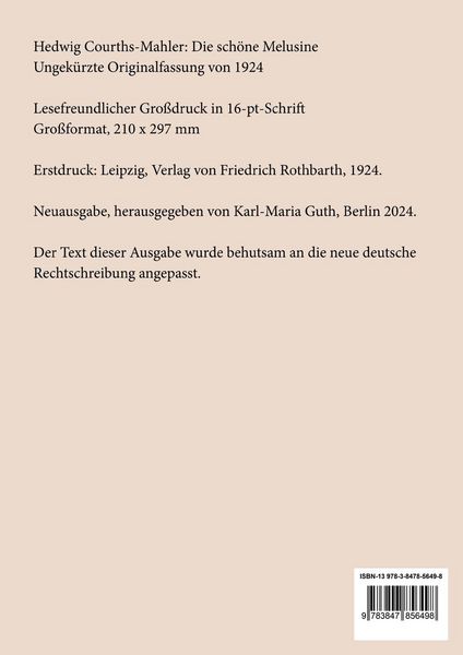Produktbild: Die sch&ouml;ne Melusine (Gro&szlig;druck)