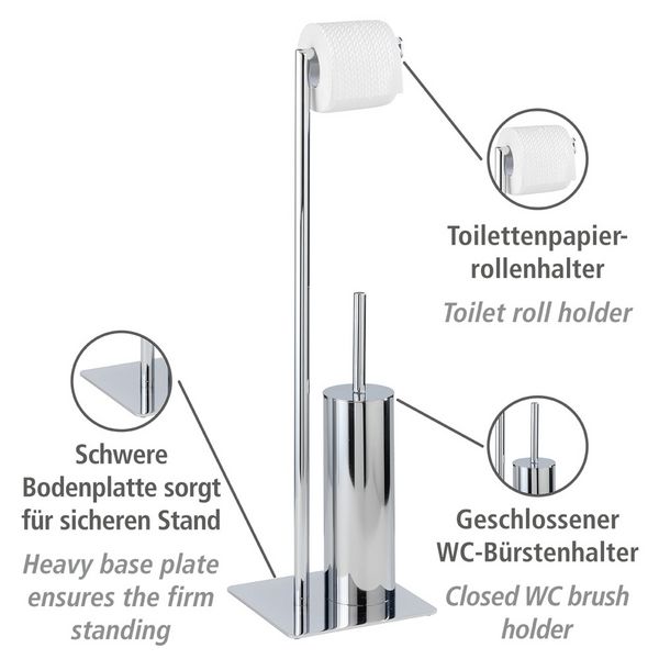 Produktbild: Stand WC-Garnitur Mod. Recco, WC-B&uuml;rstenhalter und Toilettenpapierhalter