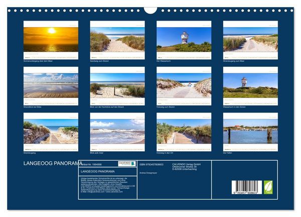 Produktbild: LANGEOOG PANORAMA (Wandkalender 2026 DIN A3 quer), CALVENDO Monatskalender