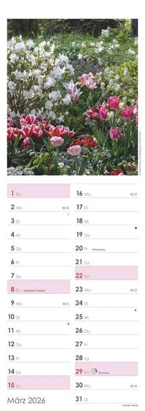 Produktbild: Gartenzauber 2026 - Streifenkalender 15x42 cm - mit viel Platz für Eintragungen - Gärten - Bildkalender - Wandplaner - Gartenkalender