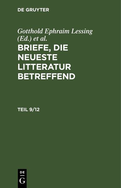 Produktbild: Briefe, die neueste Litteratur betreffend. Teil 9/12