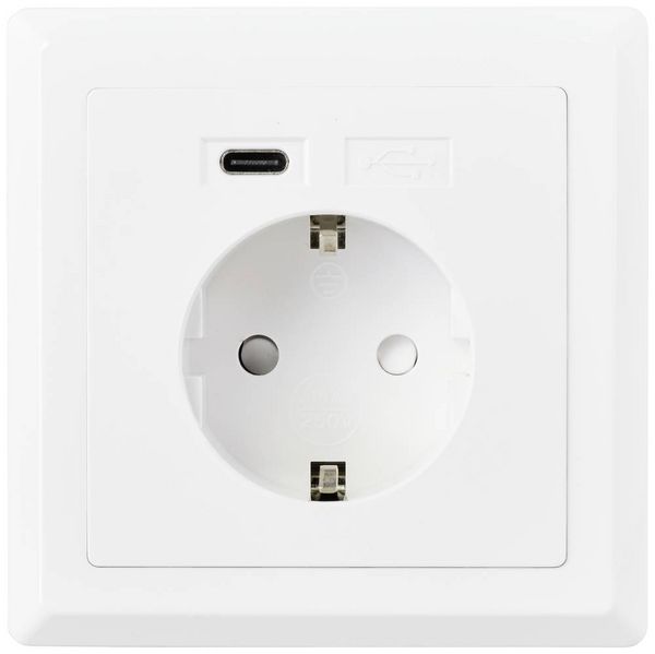 Produktbild: Sygonix SY-5238674 Unterputz-Steckdose Power Delivery, erh&ouml;hter Ber&uuml;hrungsschutz, mit USB-C&reg; Wei&szlig;