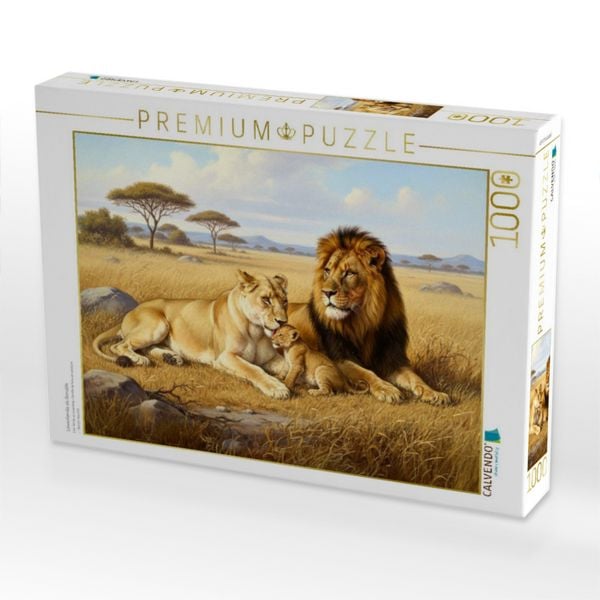 Produktbild: CALVENDO Puzzle L&ouml;wenfamilie als Gem&auml;lde | 1000 Teile Lege-Gr&ouml;&szlig;e 64x48cm Foto-Puzzle f&uuml;r gl&uuml;ckliche Stunden