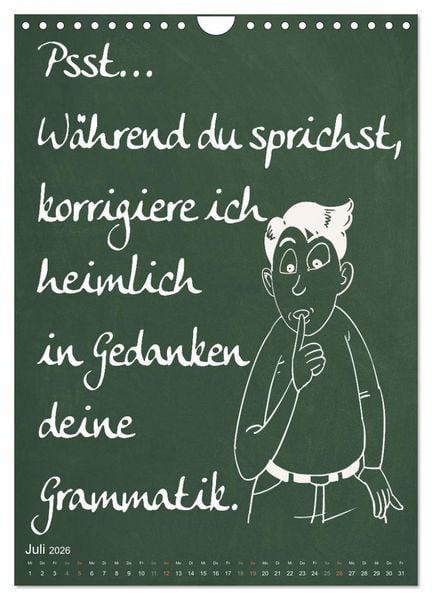 Produktbild: Coole Lehrerspr&uuml;che (Wandkalender 2026 DIN A4 hoch), CALVENDO Monatskalender