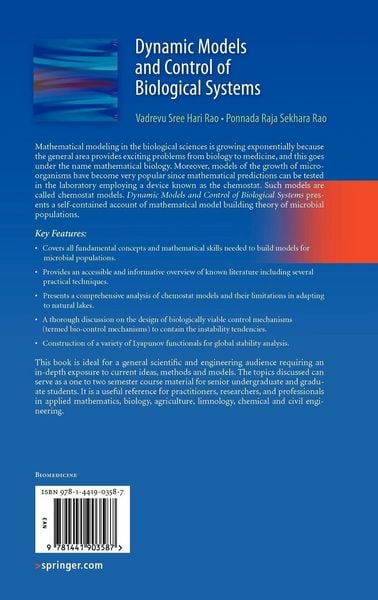 Produktbild: Dynamic Models and Control of Biological Systems