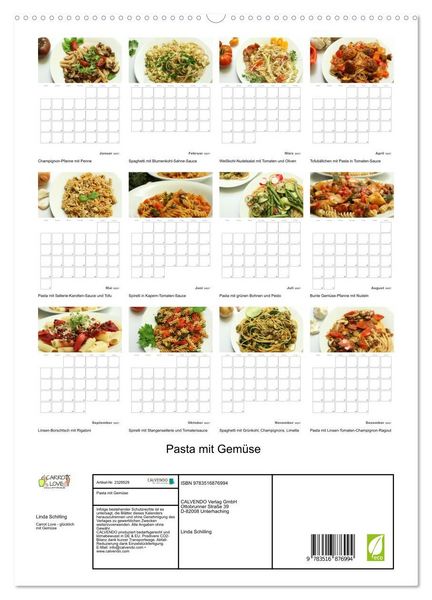 Produktbild: Pasta mit Gem&uuml;se (hochwertiger Premium Wandkalender 2027 DIN A2 hoch), Kunstdruck in Hochglanz