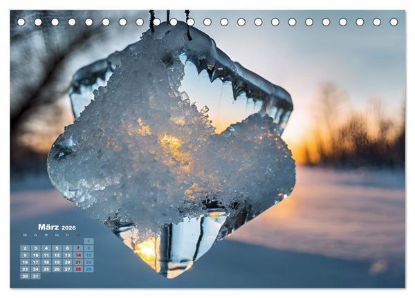 Produktbild: Schneekristalle und Eiszapfen Eisige Zeiten f&uuml;r alle Winterfans (Tischkalender 2026 DIN A5 quer), CALVENDO Monatskalender