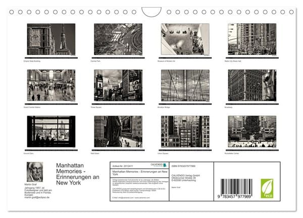 Produktbild: Manhattan Memories - Erinnerungen an New York (Wandkalender 2026 DIN A4 quer), CALVENDO Monatskalender