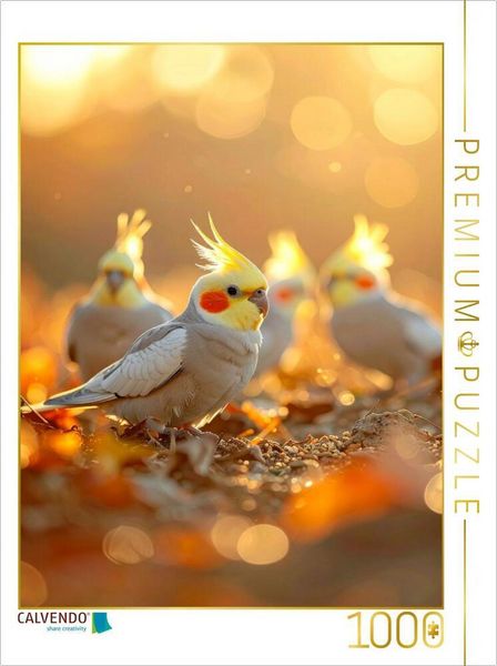 Produktbild: CALVENDO Puzzle Fr&uuml;hst&uuml;ck im Sonnenlicht - Nymphensittiche | 1000 Teile Lege-Gr&ouml;&szlig;e 64x48cm Foto-Puzzle f&uuml;r gl&uuml;ckliche Stunden