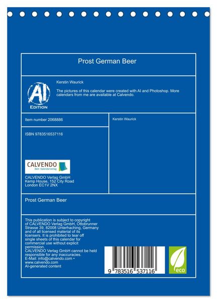 Produktbild: Prost German Beer (Desk Calendar 2026 DIN A5 portrait), CALVENDO 12 Month DeskCalendar