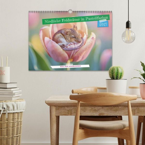 Produktbild: Niedliche Feldm&auml;use in Pastellfarben (Wandkalender 2027 DIN A3 quer), CALVENDO Monatskalender