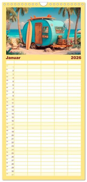 Produktbild: Familienplaner 2026 - Caravanesque mit 5 Spalten (Wandkalender, 21 x 45 cm) CALVENDO