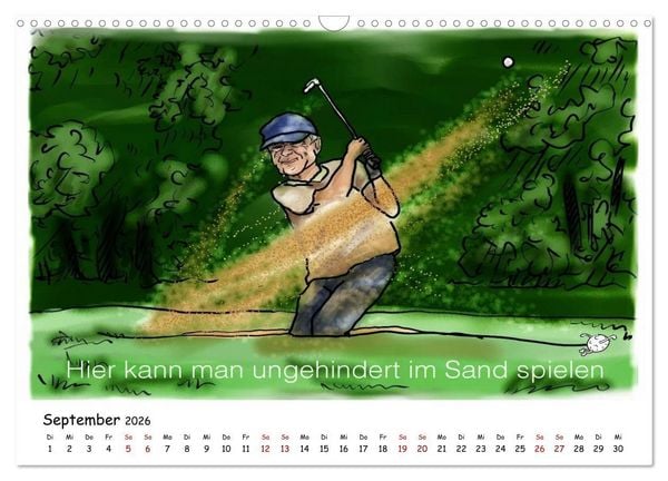 Produktbild: Golfkalender f&uuml;r Anf&auml;nger und alle die Spa&szlig; am Golfen haben (Wandkalender 2026 DIN A3 quer), CALVENDO Monatskalender