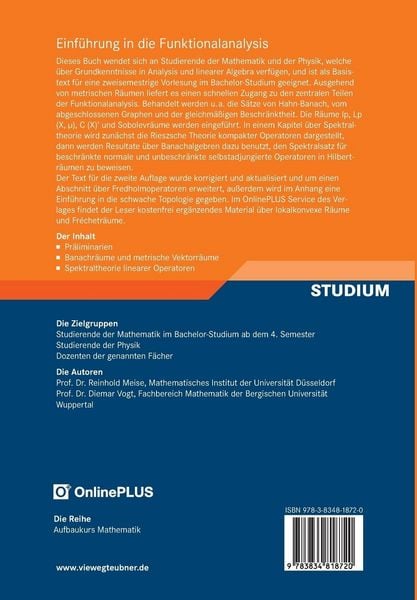 Produktbild: Einf&uuml;hrung in die Funktionalanalysis