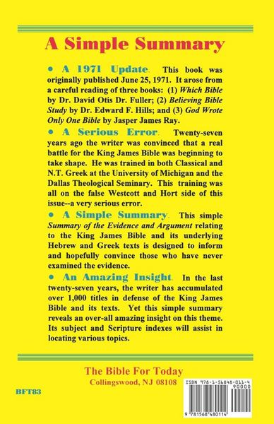 Produktbild: The Case for the King James Bible, A Summary of the Evidence and Argument