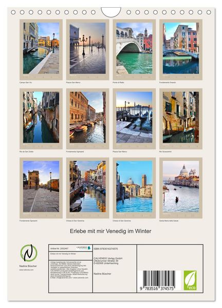 Produktbild: Erlebe mit mir Venedig im Winter (Wandkalender 2026 DIN A4 hoch), CALVENDO Monatskalender