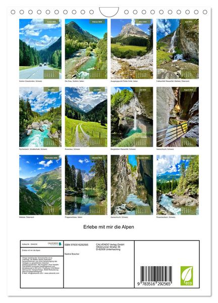 Produktbild: Erlebe mit mir die Alpen (Wandkalender 2026 DIN A4 hoch), CALVENDO Monatskalender
