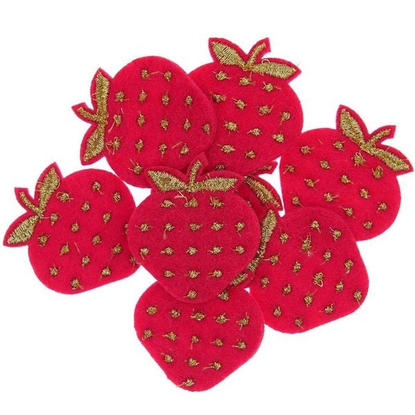 Produktbild: Filzstreu Erdbeeren, rot-gold bestickt, 8 Stk