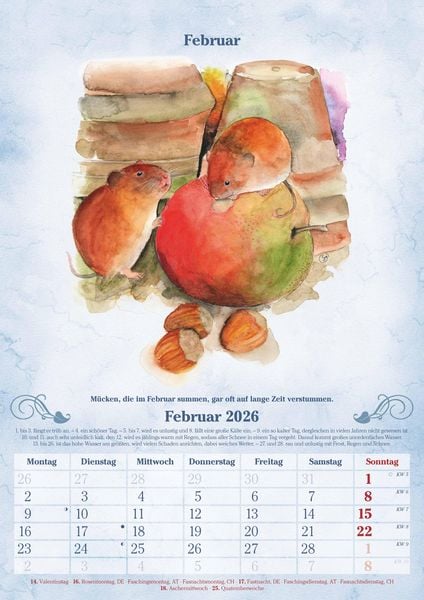 Produktbild: 100-jähriger Kalender 2026 - Bildkalender A3 (29,7x42 cm) - mit Feiertagen (DE/AT/CH) und Platz für Notizen - inkl. Bauernregeln - Wandkalender