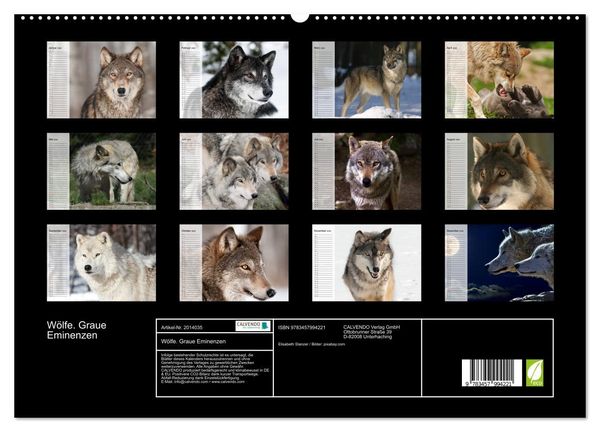 Produktbild: W&ouml;lfe. Graue Eminenzen (hochwertiger Premium Wandkalender 2026 DIN A2 quer), Kunstdruck in Hochglanz